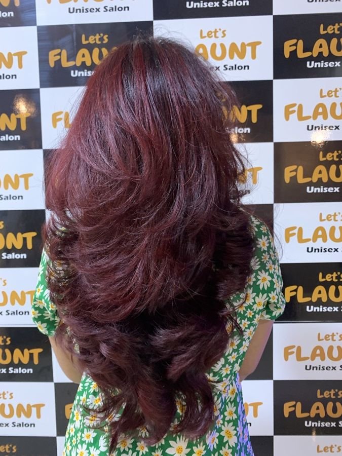 Burgundy Colour at Let's Flaunt salon, Mallasandra Bengaluru